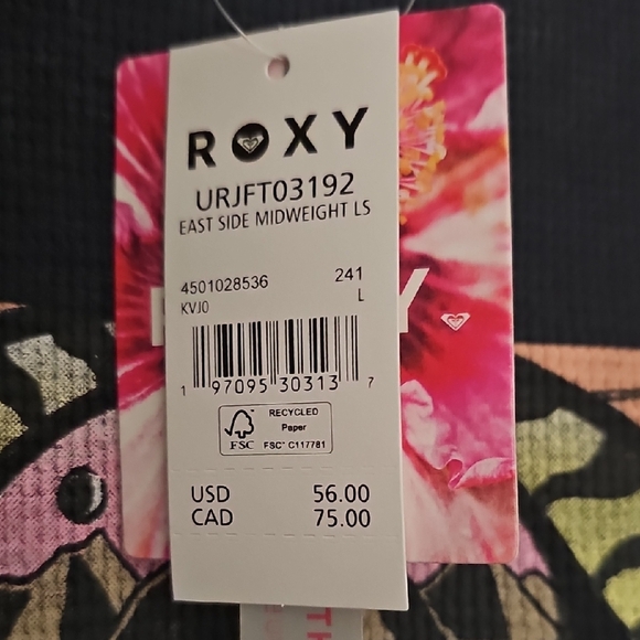 Roxy Black Long Sleeve Tee with Retro Graphic - Picture 2 of 6